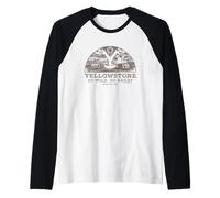 Yellowstone So Wild So Angry Montana USA Distressed Portrait Camiseta Manga Raglan