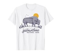 Yellowstone US National Park Bisonte Buffalo Vintage Hombres Mujeres Camiseta