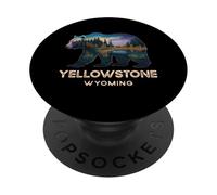 Yellowstone Wyoming Oso Silueta Naturaleza Desierto PopSockets PopGrip Adhesivo