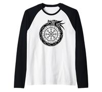Yelmo nórdico de Ouroboros del asombro Camiseta Manga Raglan