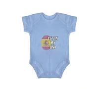 Yelolyio Body de una pieza con la bandera de España It's in My DNA Spain Flag Fingerprint Bodysuit, Spain Pride - Body unisex de manga corta, Blue-It's in My DNA España Bandera huella digital, 6 Meses