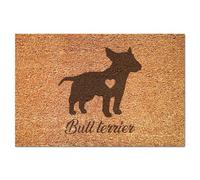 Yelolyio Bull Terrier - Tapetes para puerta de entrada exterior, tapete personalizado de coco natural de fibra de coco natural, porche delantero, fácil de limpiar, felpudo de fibra de coco para regalo