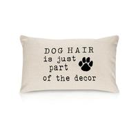 Yelolyio Funda de cojín con texto en inglés "Dog Hair Is Just Part of the Decor" (El pelo de perro es solo parte de la decoración), funda de cojín inspiradora de 40,6 x 61 cm, funda de almohada de