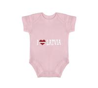Yelolyio I Love Letonia - Body de algodón de manga corta para bebé, unisex, con bandera de Letonia, regalo para recién nacidos, 3 meses, color negro, rosa, 6 Meses