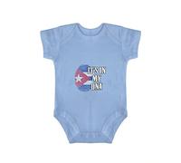 Yelolyio It's in My DNA Cuba Flag Fingerprint Bodysuit, Cuba Pride - Body de una pieza para bebé y niña, unisex, de manga corta, Blue-It's in My DNA Cuba Flag Fingerprint, 6 Meses