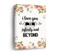 Yelolyio Lienzo enmarcado para pared, con texto en inglés "I Love You to Infinity And Beyond", listo para colgar, placa de pared rústica para decoración de dormitorio, baño, 8 x 12 pulgadas