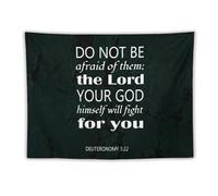 Yelolyio Tapiz para colgar en la pared con cita en inglés «Do Not Be Afraid of Them; The Lord Your God Himself Will Fight for You», para dormitorio, sala de estar, decoración del hogar, fácil de