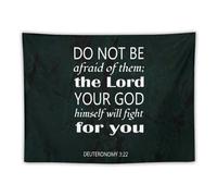 Yelolyio Tapiz para colgar en la pared con cita en inglés «Do Not Be Afraid of Them; The Lord Your God Himself Will Fight for You», para dormitorio, sala de estar, decoración del hogar, fácil de