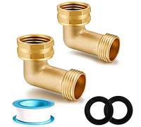 YELUN Conector de codo de manguera de jardín de latón macizo de 90 grados, elimina el estrés y la tensión en el adaptador de manguera de admisión de agua RV de 3/4 pulgadas FHT x 3/4 pulgadas MHT