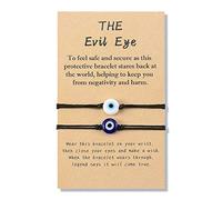 YELUWA 2 Mal ojo Pulseras para Mejores Amigos, pareja, Familia, Ajustable, impermeable, Hecho a Mano Joyería de Buena Suerte, Pulseras de Relación, cuerda negro