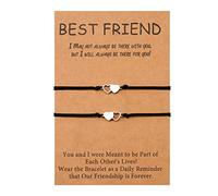 YELUWA 2 Pulseras De Amistad Para Mejores Amigas, Hermanas, Mejores Amigos, Corazón Larga Distancia, Hechas a Mano, Pulseras De Relación, Regalo De Cumpleaños Para Adolescentes, Niñas, Madres E Hijas