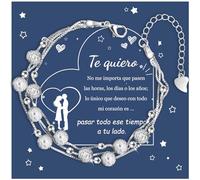 YELUWA 3 En 1 Pulsera De Plata 925 para Mujer, Regalo Novias, Regalo Novias Cumpleaño, Regalo Amiga Hermana Cumpleaño Navidad San Valentin Pulsera Amiga Regalo Amiga Regalo para Amiga Regalo Amiga