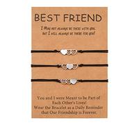 YELUWA 3 Pulseras De Amistad Para Mejores Amigas, Hermanas, Mejores Amigos, Corazón Larga Distancia, Hechas a Mano, Pulseras De Relación, Regalo De Cumpleaños Para Adolescentes, Niñas, Madres E Hijas