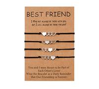 YELUWA 4 Pulseras De Amistad Para Mejores Amiga, Hermanas, Mejores Amigos, Corazón Larga Distancia, Hechas a Mano, Pulseras De Relación, Regalo De Cumpleaños Para Adolescentes, Niñas, Madres E Hijas