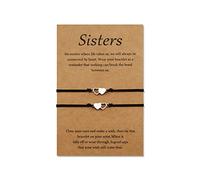 YELUWA Juego de 2 pulseras para hermanas, mejor amiga, amistad, BFF, Bestie, corazón, juego de pulseras de larga distancia, regalo para hermana, regalo de cumpleaños niñas, mujeres, madres e hijas