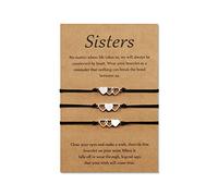 YELUWA Juego de 3 pulseras para hermana, mejor amiga, amistad, BFF, Bestie, corazón, juego de pulseras de larga distancia, regalo para hermana, regalo de cumpleaños niñas, mujeres, madres e hijas