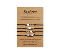 YELUWA Juego de 4 pulseras para hermanas, mejor amiga, amistad, BFF, Bestie, corazón, juego de pulseras de larga distancia, regalo para hermana, regalo de cumpleaños niñas, mujeres, madres e hijas