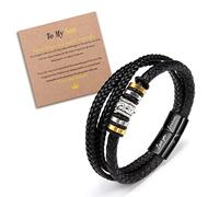 YELUWA Mi Hijo Pulsera De Cuero Trenzado, Acero Inoxidable, Regalos Para Niños Y Hombres, Regalo De Cumpleaños O Graduación De Madre O Padre