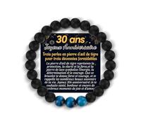 YELUWA Pulsera de 30 Cumpleaños, Regalo Cumpleaños para Hombre, Pulsera de Piedra Natural para Hombre, Idea Regalo Original mi Padrastro, Sobrino, Tío, Hermano, Abuelo, Esposo