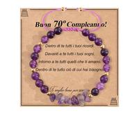 YELUWA Pulsera De 70 AñOs Para Mujer, Ideal Como Regalo De CumpleañOs Para Mujer, Ideal Para Mamá, TíA, Hija, Amiga, Hermana, Colega, Maestra, Esposa, Pulsera Ajustable De Piedra Natural Amatista IT