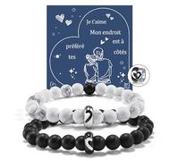 YELUWA Pulseras Con Anillos, Pareja Ideas De Regalos, Parejas Pulsera a Juego Relación Promesa Pulsera Día De San Valentín Navidad Pareja Regalos Para él Su Novio Novia Mujer Hombre FR