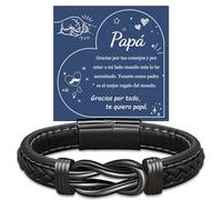 YELUWA Regalo Papá Pulsera, Te Amo por Siempre Pulseras Papá Pulsera De Cuero Trenzado, Regalo Con Caja Negra Y Tarjeta, Regalos Para El Día Del Padre Y Cumpleaños, Pulseras Para Hombre