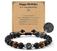YELUWA Regalos para Marido, Hijo, Nieta, Papá, Cumpleaños, Te Amo en 100 idiomas Pulsera Ajustable para Hombres Adolescentes, Talla única, Acero inoxidable, Bead