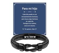 YELUWA Te Quiero Pulsera Para Hijo De Papá Y Mamá - Regalo De Cumpleaños Para Niño - Pulsera De Piel De Acero Inoxidable - Regalo De Inspiración
