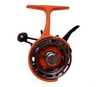 Yelvera Carrete de pesca en hielo con carrete de gran diámetro, rodamientos de metal 3+1, engranajes de latón, caída magnética de velocidad y arrastre de aluminio CNC (mano izquierda naranja)