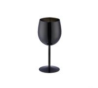 Yelvera Copa de vino de acero inoxidable de 350 ml con base ancha estable y tallo largo para un fácil remolino, diseñada para uso en bares, viajes de campamento y bebida al aire libre (negro)