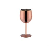 Yelvera Copa de vino de acero inoxidable de 350 ml con base ancha estable y tallo largo para un fácil remolino, diseñada para uso en bares, viajes de campamento y bebida al aire libre (oro rosa)