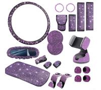 Yelvera Kit de 21 piezas para interior de coche con funda para volante, soporte móvil y posavasos para diseño interior del vehículo (morado)