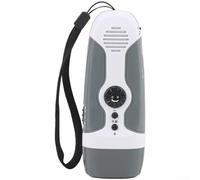 Yelvera Linterna de radio FM alimentada a mano con modo de señal SOS, tres LED y soporte de carga USB para camping, senderismo, supervivencia y uso de corte de energía (1 gris)