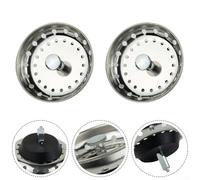 Yelvera Paquete de 2 tapones de drenaje para fregadero de cocina y colador de cesta en acero inoxidable para una captura y drenaje eficientes de residuos