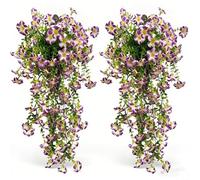 Yelvera Petunias artificiales estables a los rayos UV con material de seda de alta calidad y construcción resistente a la intemperie para macetas al aire libre, balcones, patios, jardines en