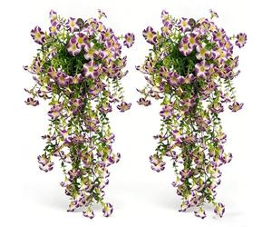 Yelvera Petunias artificiales estables a los rayos UV con material de seda de alta calidad y construcción resistente a la intemperie para macetas al aire libre, balcones, patios, jardines en