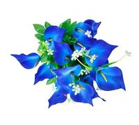 Yelvera Realista Artificial Calla Lily Bouquet para la decoración de la boda Casa Styling Eventos Centerpieces 55x40cm Arreglo de flores de imitación (azul)