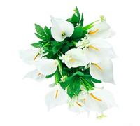Yelvera Realista Artificial Calla Lily Bouquet para la decoración de la boda Casa Styling Eventos Centerpieces 55x40cm Arreglo de flores de imitación (blanco)