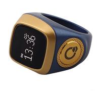 Yelvera Smart for Zikr Ring Musulmán Oración Tiempo Recordatorio Vibrador Tasbih Contador Pantalla Batería Larga Aplicación Tamaños 18mm 20mm 22mm Práctica Espiritual (20mm Azul)