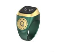 Yelvera Smart for Zikr Ring Musulmán Oración Tiempo Recordatorio Vibrador Tasbih Contador Pantalla Batería Larga Aplicación Tamaños 18mm 20mm 22mm Práctica Espiritual (18mm Verde)