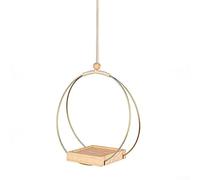 Yelvera Soporte colgante para plantas con estructura de anillo de hierro y base de madera para apoyar plantas de aire, helechos colgantes y vegetación de arrastre (A)