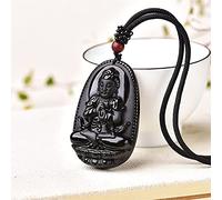 YELVQI Cristal de curación 1pc Natura obsidiana Estatuilla de Cristal Estatuilla Colgante Piedra Curación de Buda Tallado Lucky Amuleto Colgante para Hombres Mujeres Joyería (Color : Random Delivery)