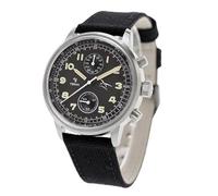 YEMA Flygraf Air Force - Reloj cronógrafo mecánico de cuarzo híbrido de acero para hombre, Negro , Correa