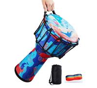 Yembé 8/10 Pulgadas Portátil Percusión Tambor Grande Tambor Djembe para Jardín de Infancia, Iluminación Musical Djembe Drum con Mango(Large 10+accessories)