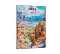 Yemen Sanna - Póster de recuerdo de viaje vintage, lienzo decorativo para pared, dormitorio, moderno, impresión para el hogar, 20 x 30 cm