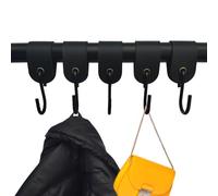 Yemiany Leather S Hooks for Hanging, 5 Pcs Black Hooks for Hanging Coats, Cups, Towels, Kitchen Leather S-Hooks (3 cm x 12.5 cm)