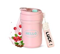 Yemiany Vaso Termo Cafe Para Llevar 500ml, Tazza da Viaggio, Bicchieri da Caffè con Coperchio, Réutilisables et Anti-gouttes, Idéales pour une Utilisation à l'extérieur - Rosa