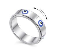 YemmxLoo Anillo de ojo turco para mujeres y hombres, chapado en oro de 18 quilates, anillo giratorio para aliviar la ansiedad, regalo de joyería, tamaño 6-10, 6-10, Acero inoxidable, Sin piedras