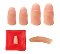 YEMVAR 6 Dedos Mágicos Accesorios, Punta de Pulgar Falsa Realista, 1 Pañuelos de Práctica Rojos, Accesorios de Magia, Adecuados para Todos, para Trucos de Magia en Fiestas