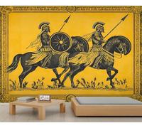 YEMYOR Murales de guerreros de la Grecia antigua, papel pintado de caballeros griegos antiguos, papel pintado de estilo retro griego para sala de estar, papel pintado de guerreros retro, papel pintado